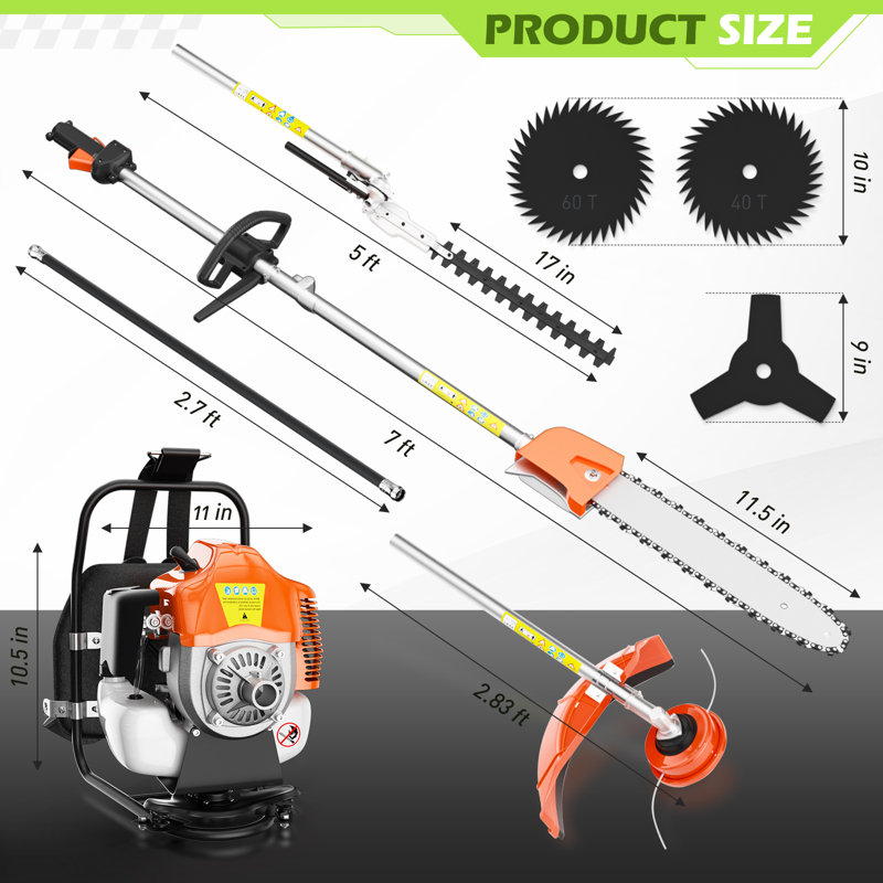 WOYAO 52cc Gas Weed Wacker, 6-in-1 2-stroke String Trimmer And